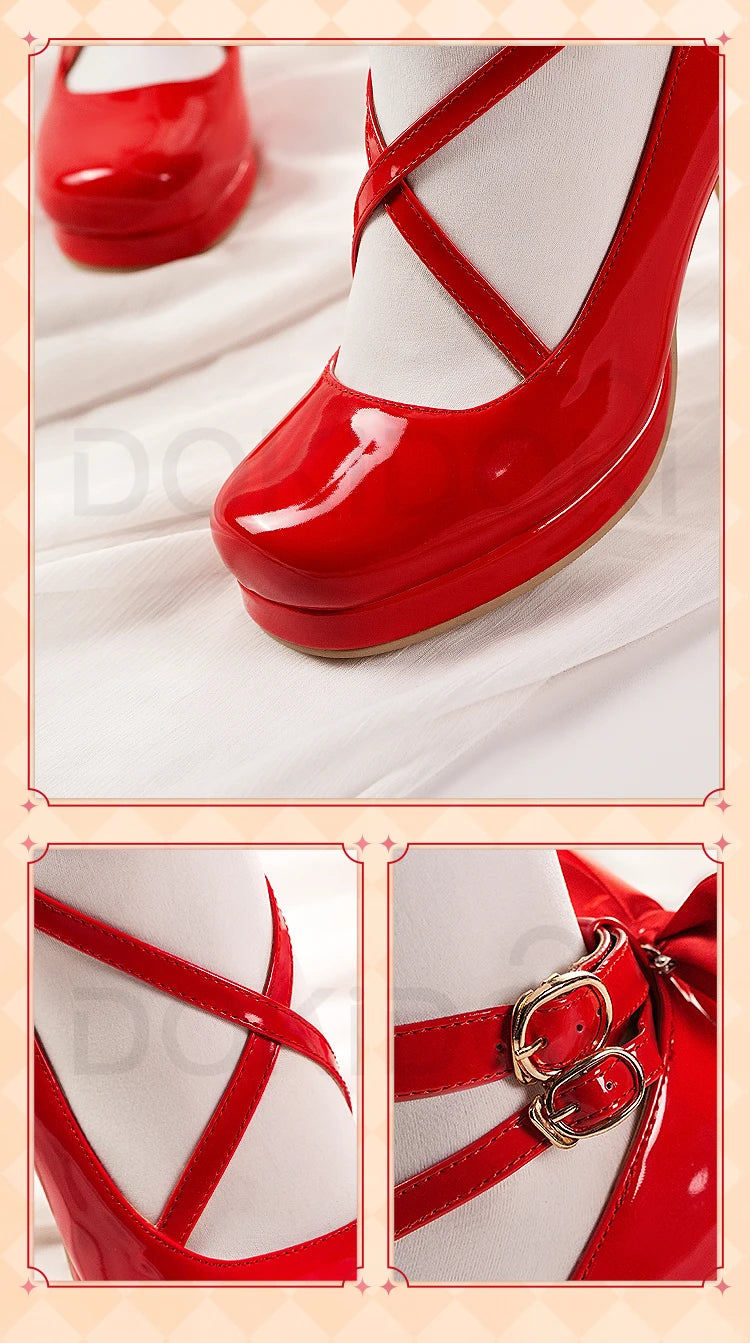 IN STOCK Kaname Madoka Shoes Anime Cosplay DokiDoki Women Red Cute Cosplay Shoes Kaname Madoka Cosplay