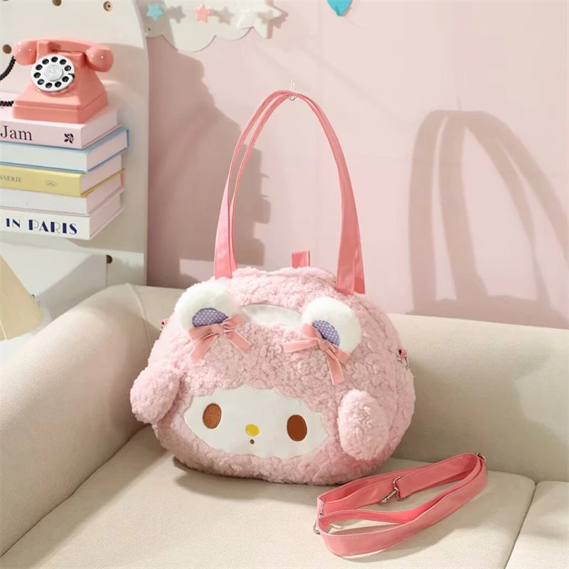 Sanrio Cinnamoroll Shoulder Bag Multipurpose Handbag Kawaii Backpack Messenger Bag Plush Bag My Melody Sweet Piano Lolita Bag