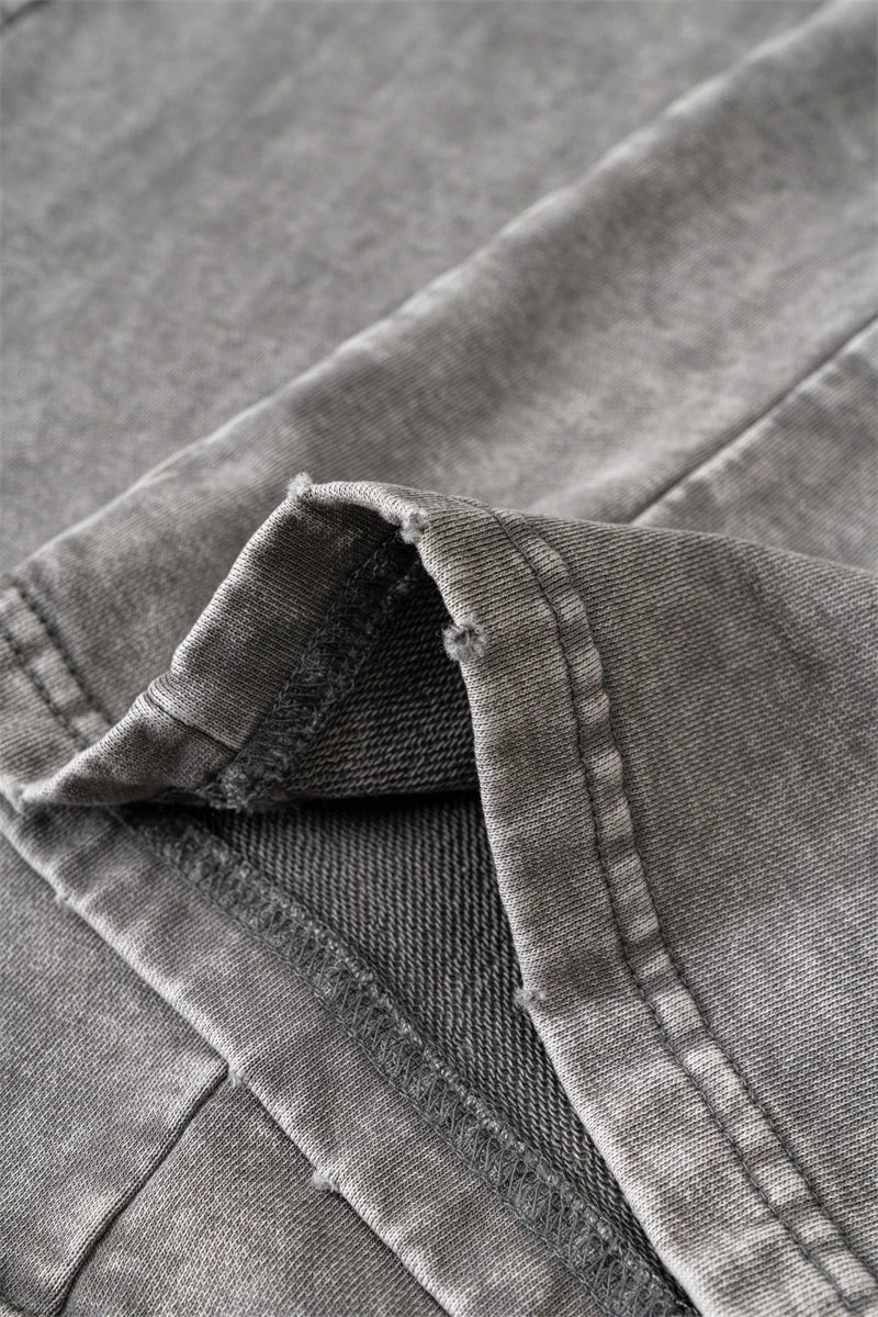 ZODF Retro 2024 Spring Men Washed Cotton Straight Pants Unisex Casual 330gsm Distressed Loose Trousers Brand Clothes HY0830