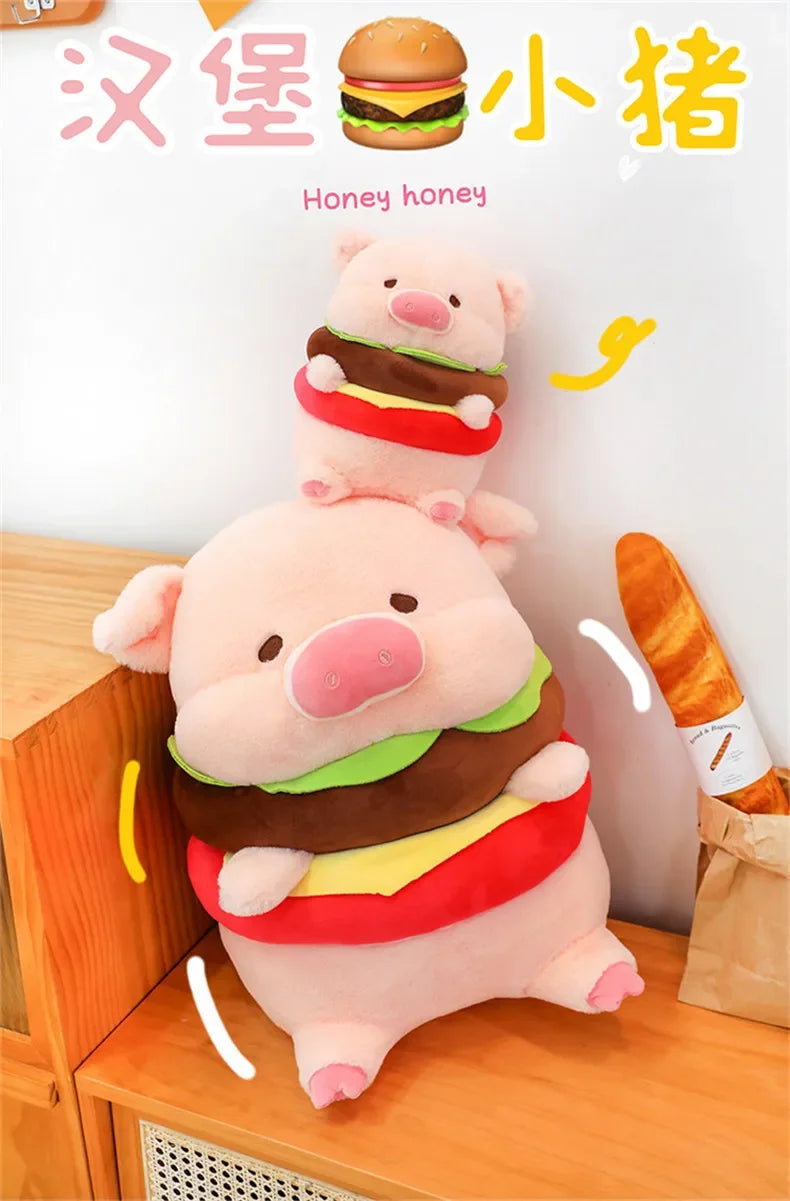 New 50cm Hamburger Pig Plush Toy Fluffty Kawaii Plushie Doll Simulation Pig Doll Anime Cute Stuffed Animals Soft Plush Gift