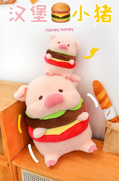 New 50cm Hamburger Pig Plush Toy Fluffty Kawaii Plushie Doll Simulation Pig Doll Anime Cute Stuffed Animals Soft Plush Gift