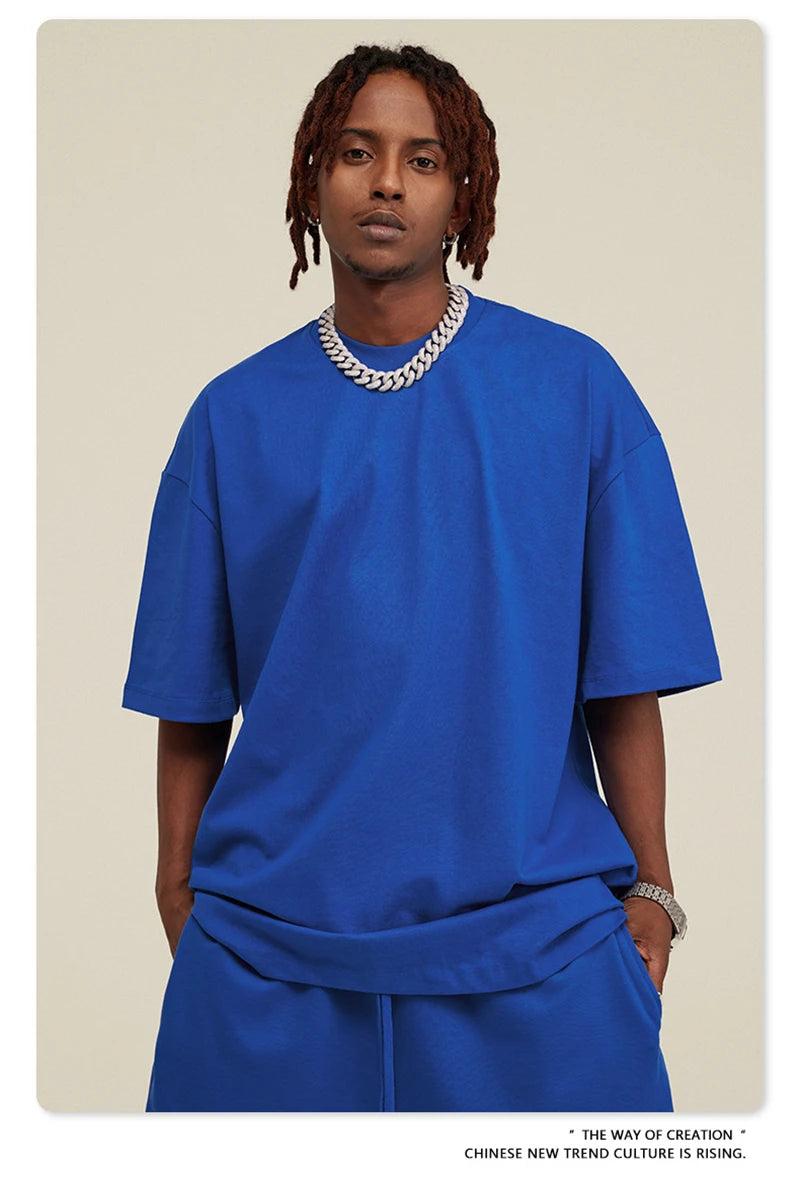 ZODF New 2025 Heavy Weight 305gsm Solid Cotton T Shirts For Men Unisex Summer Oversized Noshrink Basic T-Shirt Brand Tops HY0475