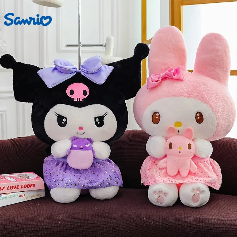 45/55/75CM Big Size Sanrio Hug A Bunny Kuromi My Melody Plushies Cartoon Anime Stuffed Children Toy Comfortable Soft Doll Gift