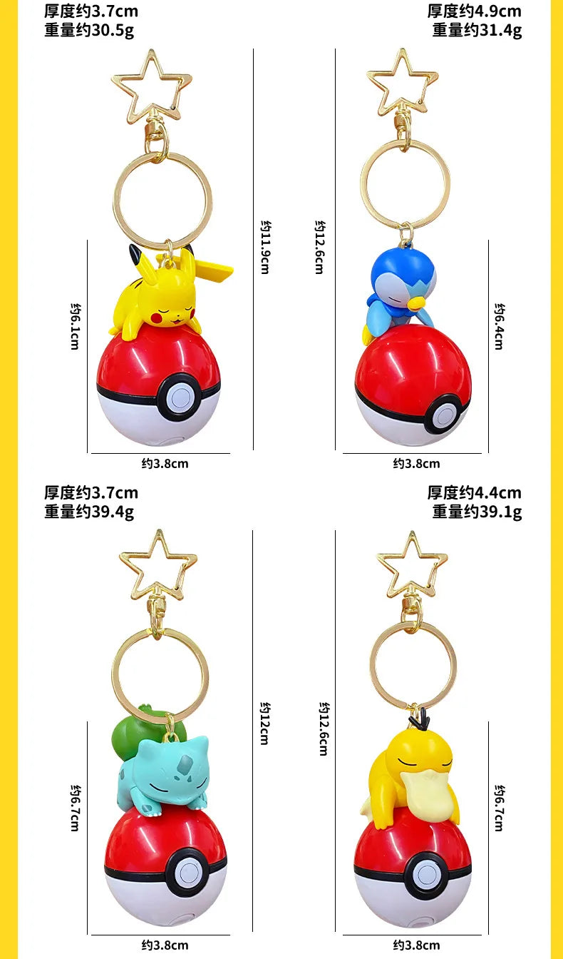 Genuine Pokemon Pikachu Keychain Psyduck Piplup Bulbasaur Anime Action Figures Toy Keyring Fragrance Pendant Christmas Gifts