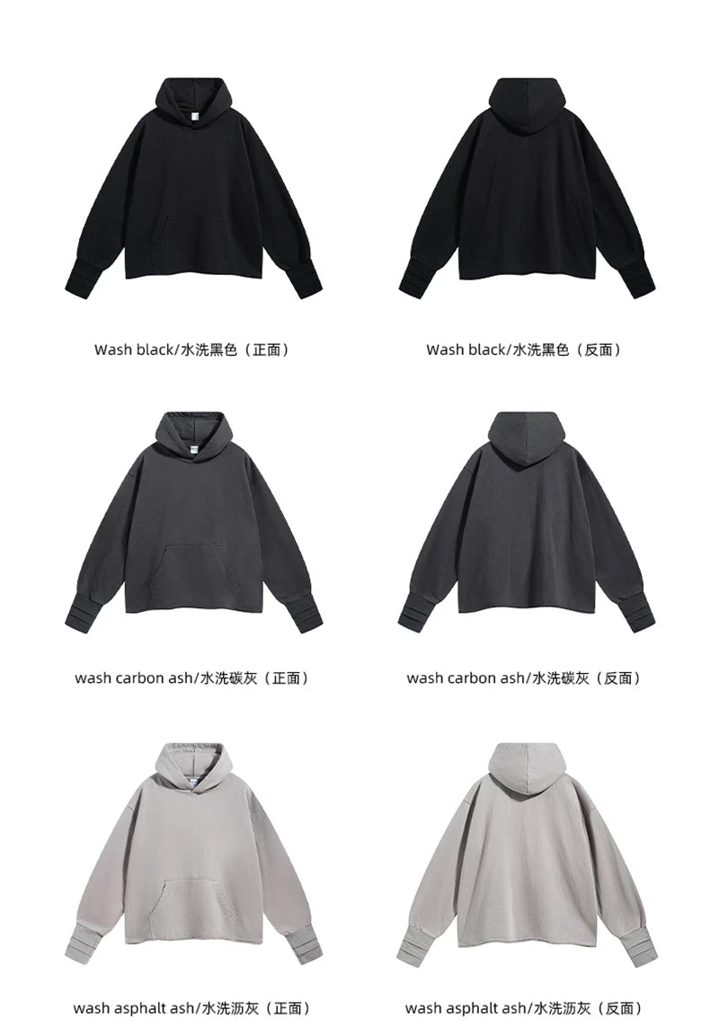 ZODF New Autumn Men Heavyweight 450gsm Hoodie Unisex Loose Ninja Sleeve 100% Cotton Hooded Pullovers Winter Coat HY0927