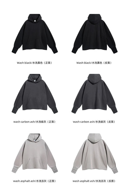 ZODF New Autumn Men Heavyweight 450gsm Hoodie Unisex Loose Ninja Sleeve 100% Cotton Hooded Pullovers Winter Coat HY0927