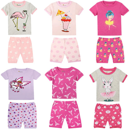 100% Cotton Girls Pajamas Sets 1 to 2 3 4 5 6 7 8 Years Soft Purple Rabbit Toddler Girl Pijamas 2024 New Summer Kids Clothes Set
