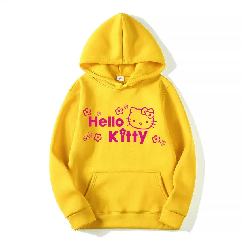 2025 New Sanrio Hello Kitty Jacket 2000s Zip Hoodie White Sweatshirt Young Women Fall Winter Kawaii Lolita Jacket Student Tops