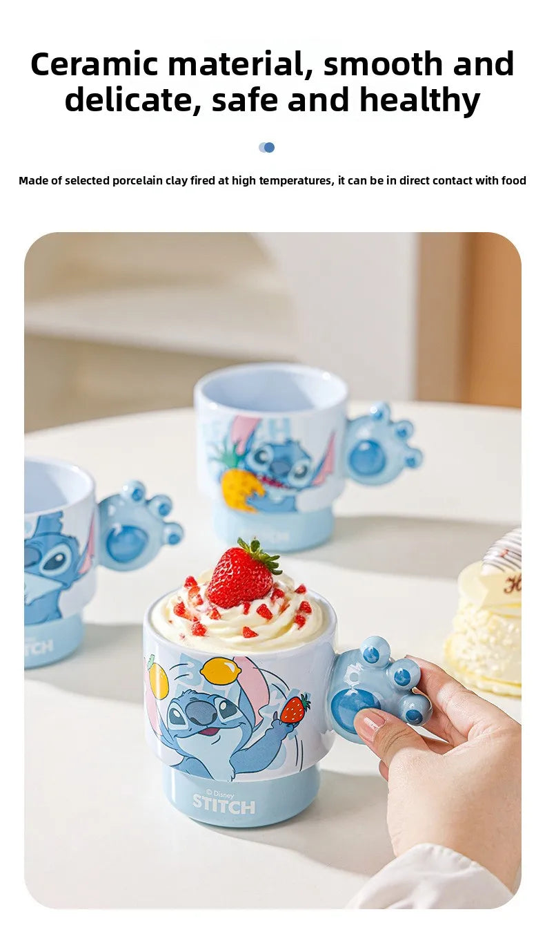 Disney Stitch Mug Office Coffee Cup Stackable Ceramics Mugs High Value Couple Water Cups Student Hot Water Cup Festival Gift