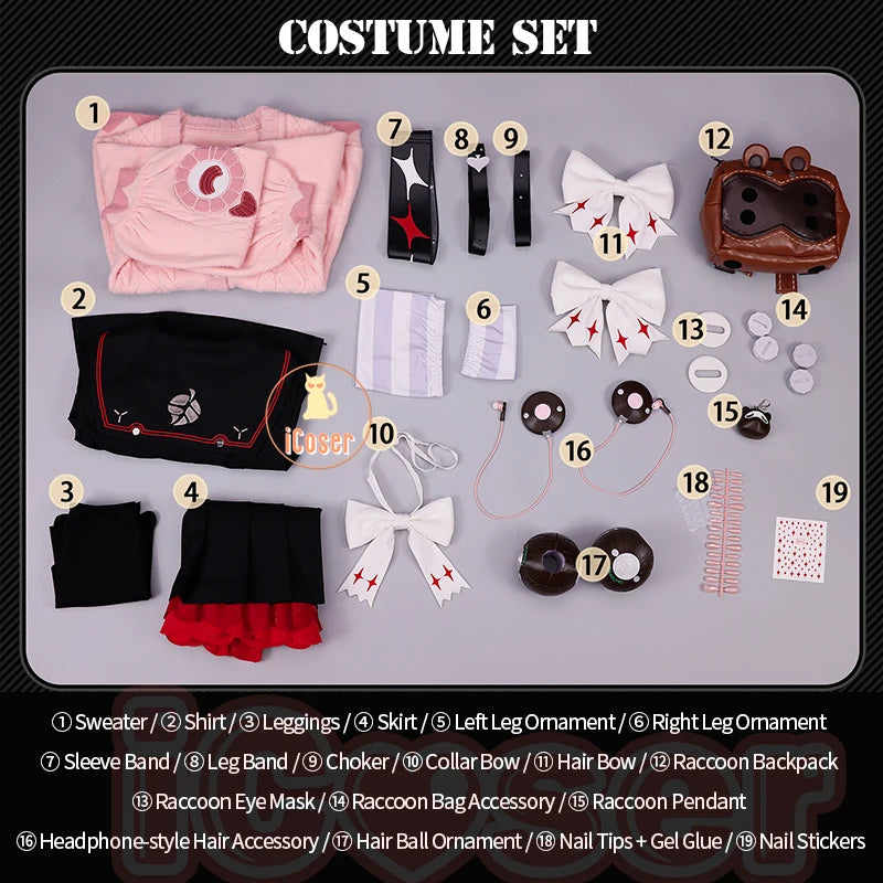 Zenless Zone Zero Ukinami Yuzuha Cosplay Costume Wig Skirt Sweater Uniform Backpack Headwear Spook Shack Halloween Party Women