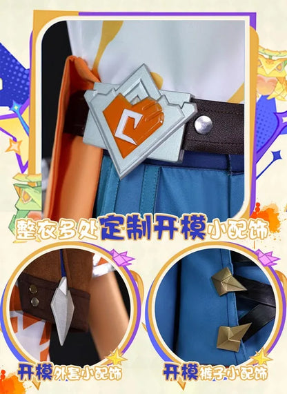 Genshin Impact Bennett Cosplay Costume Wig Uniform Adventures in Blazing Hue New Skin 3D Accessories Halloween Party Women Men