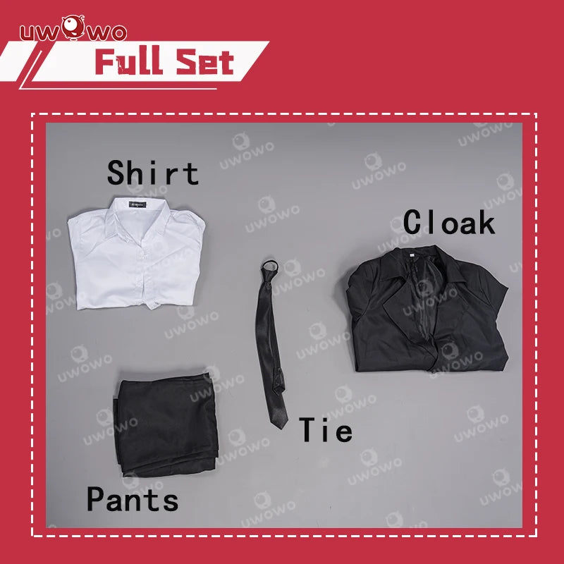 UWOWO Makimaa Cosplay Anime Makimaa Cosplay Costume Black Trench Shirt Tie Pants Men Women Suit Uniform