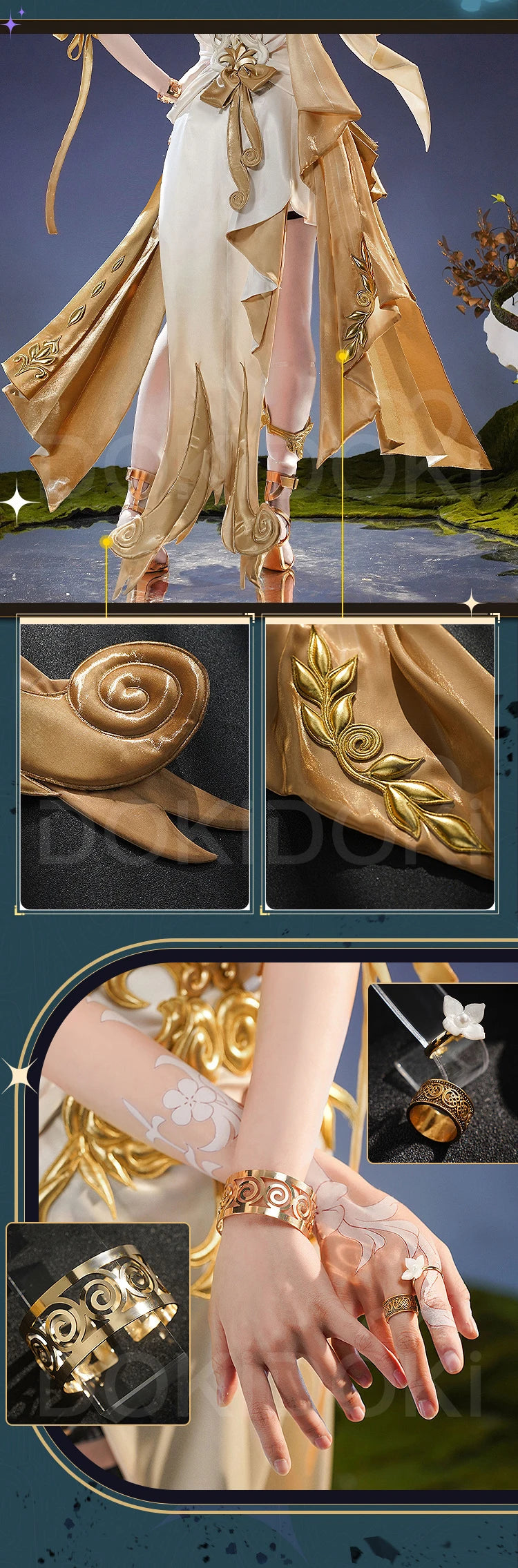 IN STOCK Aglaea Cosplay Costume Game Honkai: Star Rail DokiDoki-SR HSR Women Golden Gorgeous Dress Aglaea Halloween Wig