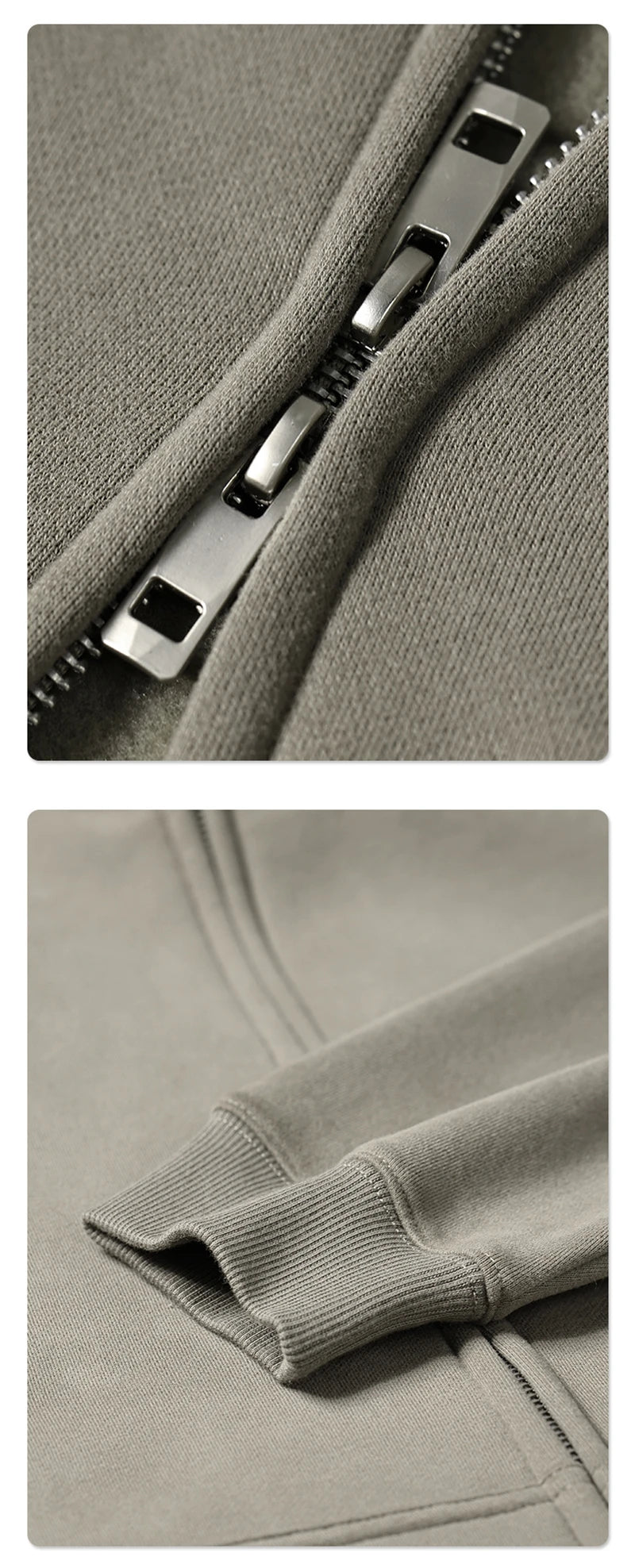 ZODF New Men Double Headed Zipper Fleece Hoodies Unisex Loose Basic Solid Warm Hooded Sweatshirts Coats For Winter HY0633