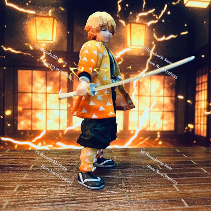 1/12 Scale Agatsuma Zenitsu Shf Anime Man Figure Mini Orange Kimono Coat Toys Clothes Accessory For 6" Soldier Body Decoration