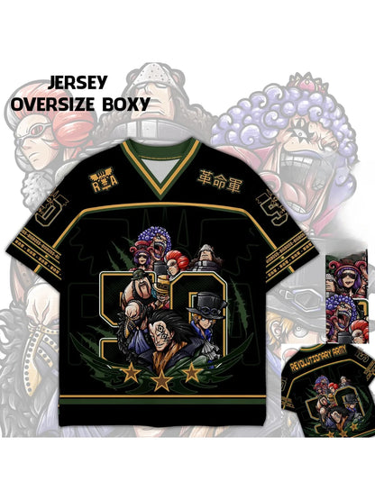 50 Jersey One Piece Revolutionary Army Anime Y2k Korean Baseball Hockey T-shirt Fashion Streetwear Anime Daily Unisex Tops Tees