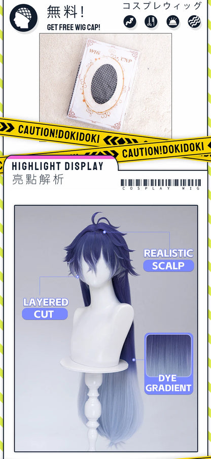 IN STOCK Ineffa Nefer Jahoda Flins Wig Game Genshin Impact DokiDoki Men Gradient Deying Hair Flins Cosplay Free Cap Halloween