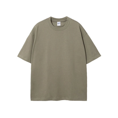 ZODF Summer Men 100% Cotton Solid Oversized Heavyweight 305gsm No-Shrink T-Shirt HY0165 - Grey Coffee / XL / China