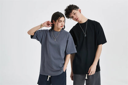 ZODF Fashion Spring Summer Washed Solid T Shirts For Men Loose Unisex 310gsm Cotton Heavy Weight T-Shirt Brand Tops HY0064