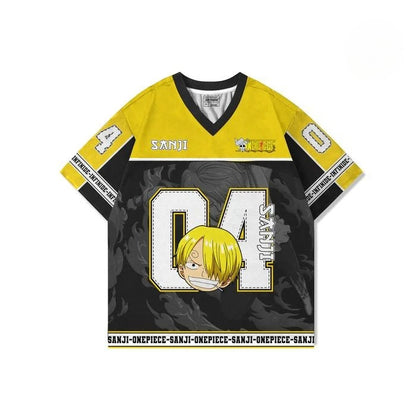 04 Jersey One Piece Sanji Anime Y2k Korean Style Kpop Baseball Hockey T-shirt Fashion Streetwear Anime Daily Unisex Tops Tees