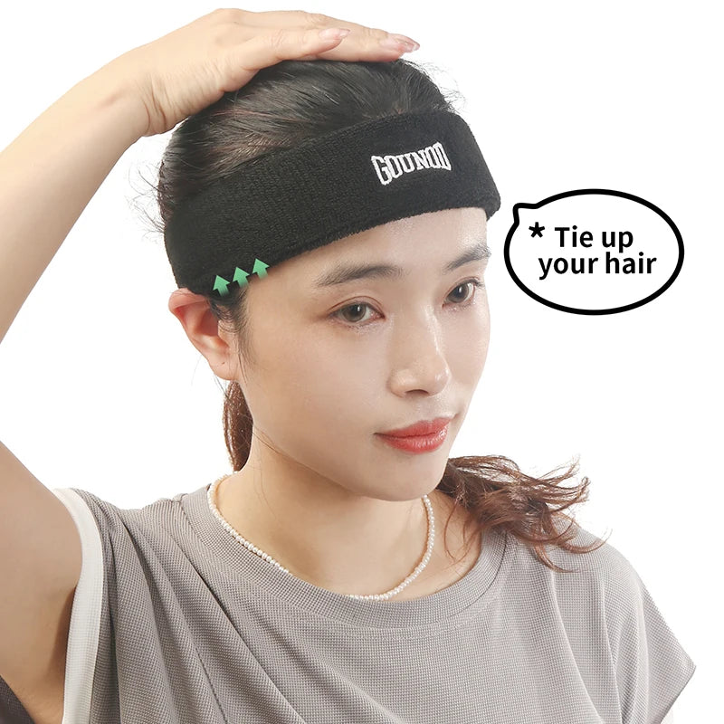 Sports Fitness Cotton Knitted Headband Sweat-Absorbent Breathable Towel for Tennis Badminton Basketball Cycling Running