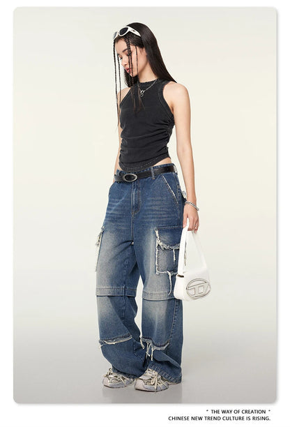 ZODF Women 2024 Summer Washed Tank Tops Female Hotsweet Girls 235gsm Slim Pleated Arc Hem Camisole TEE Streetwears HY0795