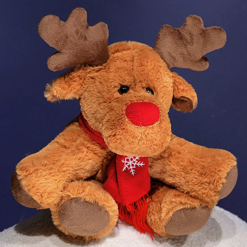 30CM Christmas Reindeer Scarf Plush Stuffed Doll Toy Home Sofa Decoration Gifts For Children New Year Decor Christmas Festive