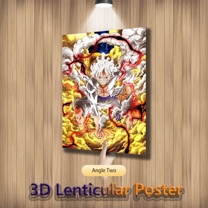 Anime One Piece Luffy  Gear 5 3D Lenticular Poster Flip Gradient Print Gifts Home Decor Wall Art(Without Frame)