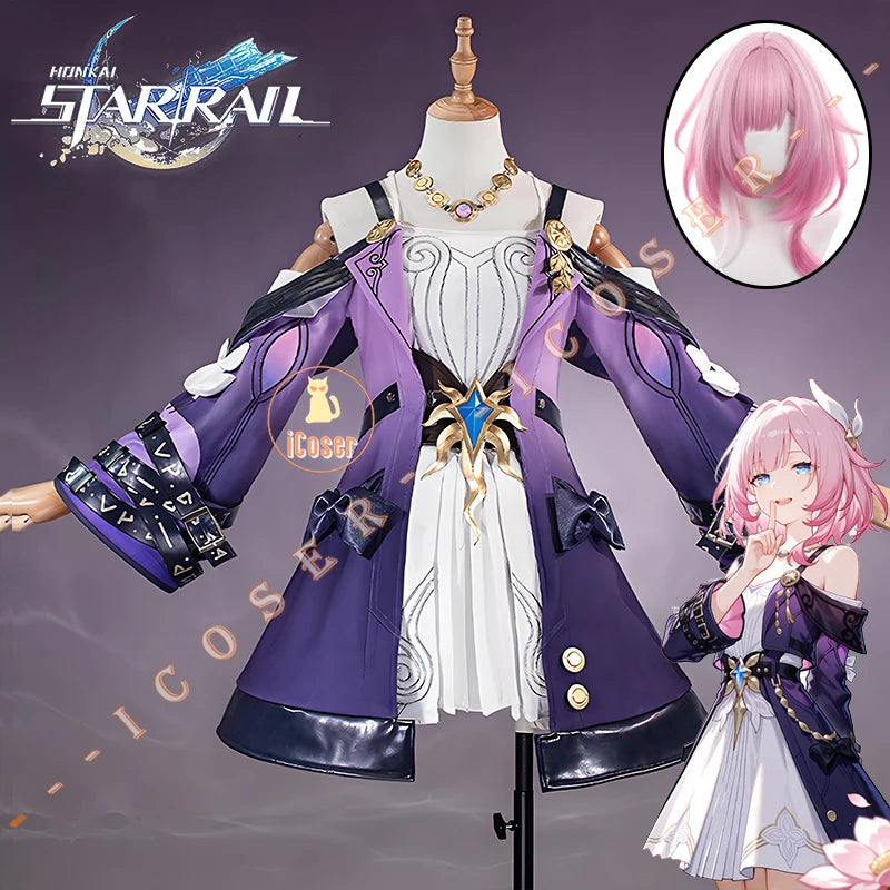 Honkai Star Rail Cyrene Cosplay Costume Wig Dress Headwear Game Uniform Amphoreus Halloween Party for Women Girls Outfit iCoser