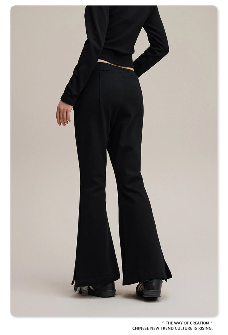 ZODF Women 2025 Autumn Sport Style Flared Pants Girls Female Mousse Muscle Sole Slimming Micro Yoga Trousers HY1095