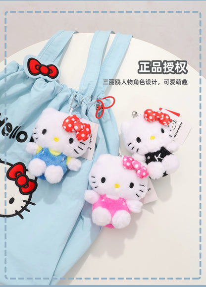 Genuine Sanrio Hello Kitty Cute Girl Keychain Car School bag Pendant Kids Plush Toys Keyring Plushier Birthday Thanksgiving Gift