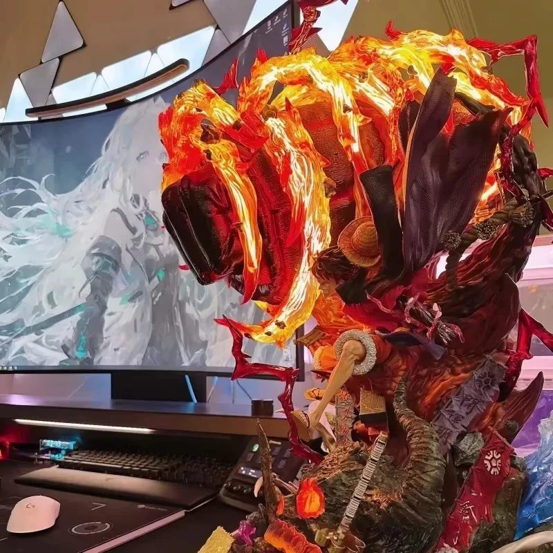 2025 One Piece Gk Anime Figure Luffy With Led Toys Gear 3 Figurine Red Roc Pvc Statue Collectible Model Decoration Birthday Gift