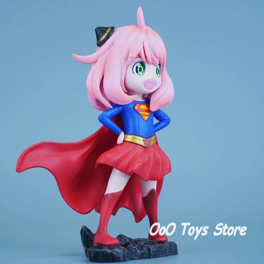 17.5cm Anime SPY FAMILY Anya Forger Cosplay Superman PVC Action Figure Statue Model Toy Gift