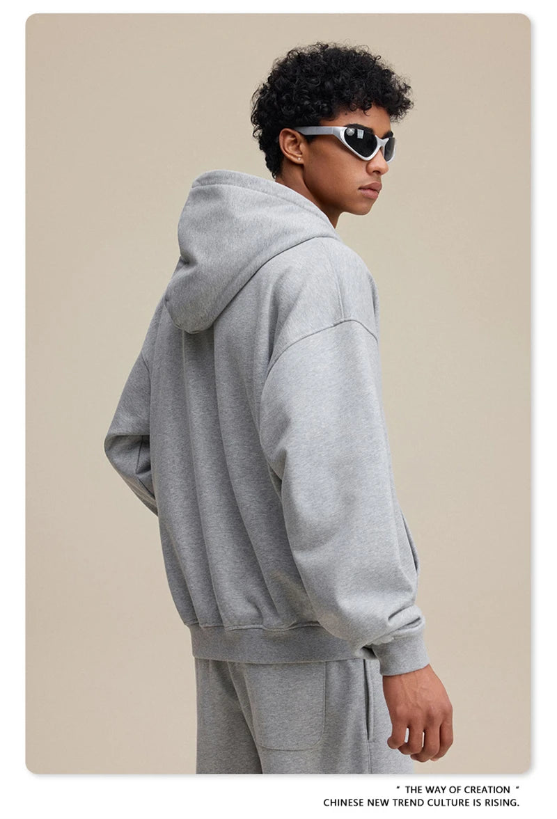 ZODF Trendy 2025 Heavy Weight 445gsm Zipper Hoodies For Man Unisex Casual Zip-up Hooded SweatShirts Coats HY1102