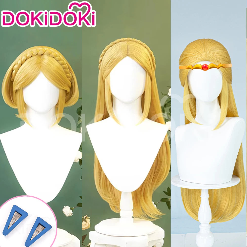 IN STOCK Princess Wig Game Cosplay DokiDoki Wig Women Cartoon Long Short Yellow Linkk Princess Cosplay Hair Free Cap Wig