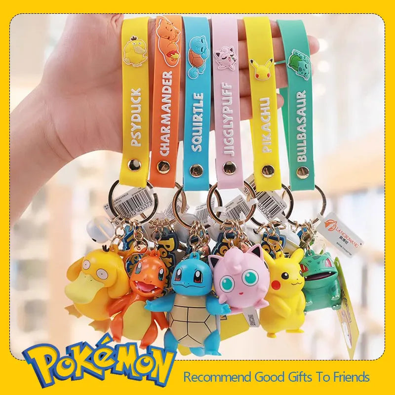 Pokemon Keychain Pikachu Bulbasaur Jigglypuff Anime Action Figure Toys Kawaii Souvenir Psyduck Doll Gift for Kids Birthday Party