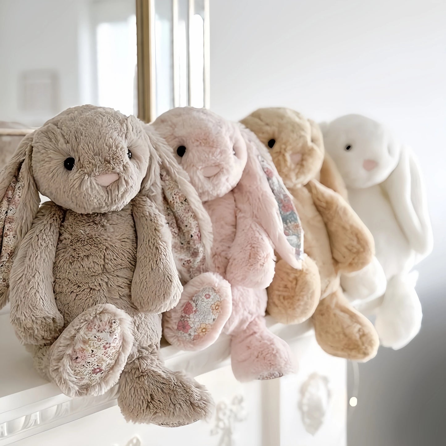30cm Cartoon Floral Rabbit Plush Toy Pink White Bonnie Rabbit Stuffed Animal Doll Children's Room Decor Birthday Gift For Girl