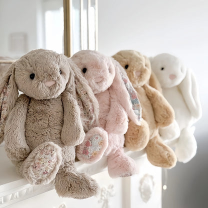 30cm Cartoon Floral Rabbit Plush Toy Pink White Bonnie Rabbit Stuffed Animal Doll Children's Room Decor Birthday Gift For Girl