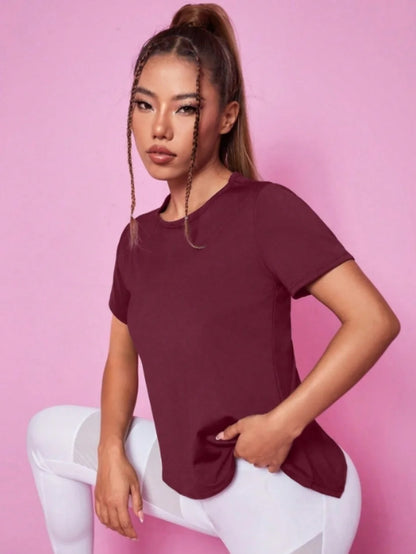 Women’s Summer Yoga T-Shirt Short Sleeve Breathable Quick Dry Mesh Back Fitness Top Loose Fit