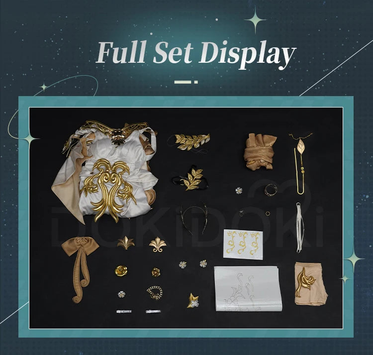 IN STOCK Aglaea Cosplay Costume Game Honkai: Star Rail DokiDoki-SR HSR Women Golden Gorgeous Dress Aglaea Halloween Wig