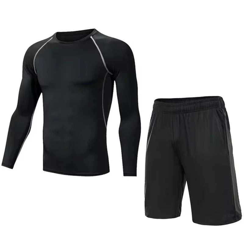 5 Fruit/Set Men’s Compression Sports Suits Gym Running Jogging Tight Training Pants - Khaki / S