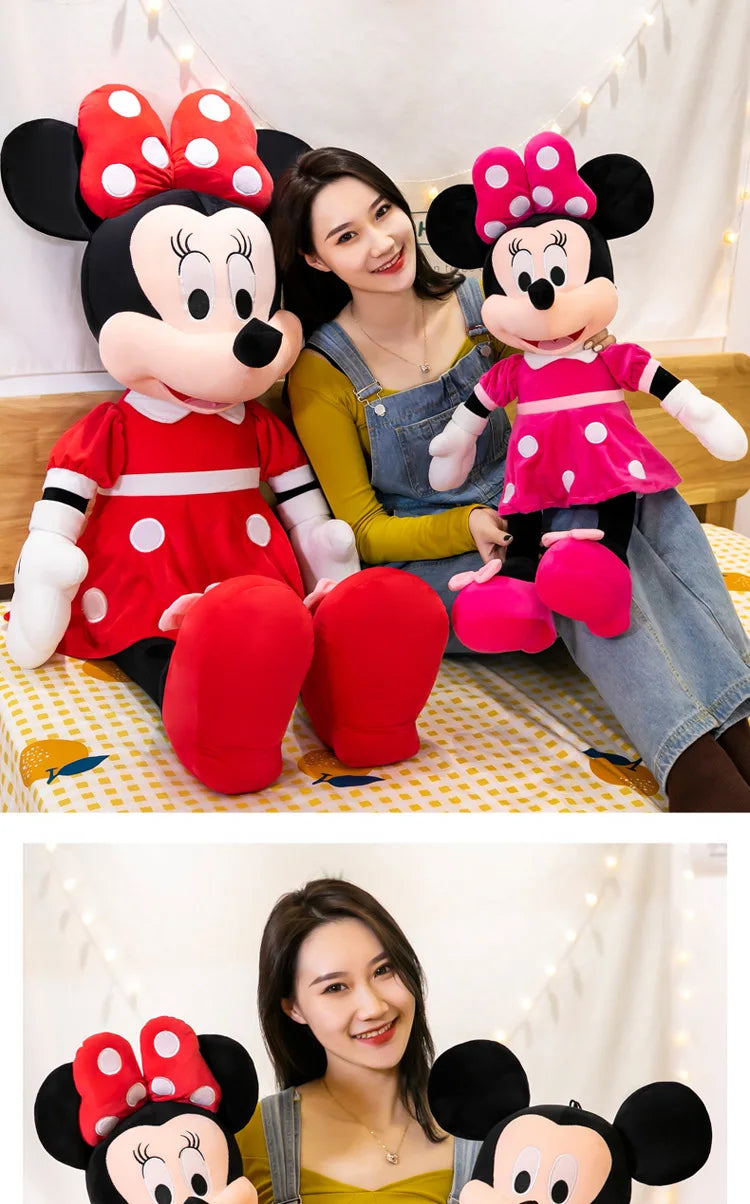 Disney 100cm Plush Mickey Minnie Doll Cartoon Cute Mouse Stuffed Toy for Kids Birthday Christmas Gift Large Hugging Pillow For