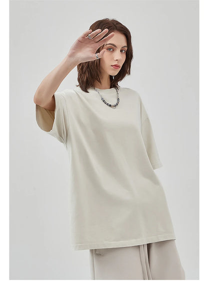 ZODF New Summer Solid Washed Cotton T-Shirts Streetwears For Men Unisex Retro High Street 275gsm Basic Tees Brand Tops HY0071