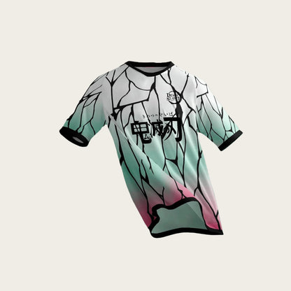 New Football Jerseys Japanese Anime Bandai Demon Slayer Tanjiro Nezuko T-shirt Sporty Street Loose for Men  Children Christmas