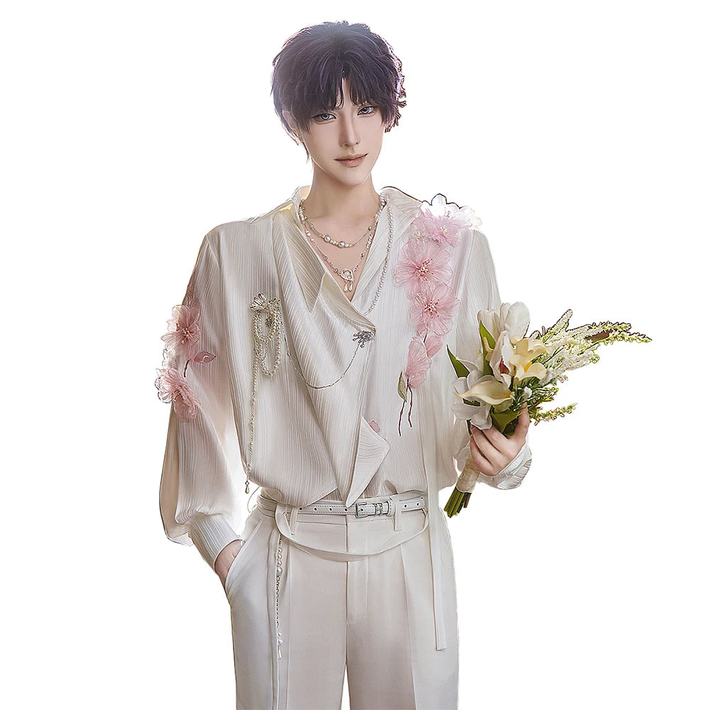 IN STOCK Rafayel Flowering Splendor Cosplay Costume Game Love and Deepspace DokiDoki-SR Men Spring Costume Qiyu Rafayel Flowers