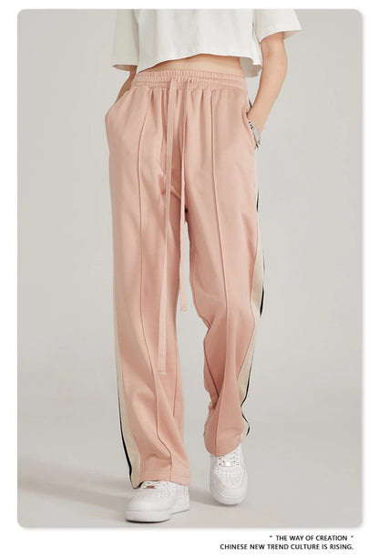 ZODF Spring Summer 275GSM Basic Side Webbing Trousers For Men Unisex American Retro Casual Sports Straight Pants HY0540