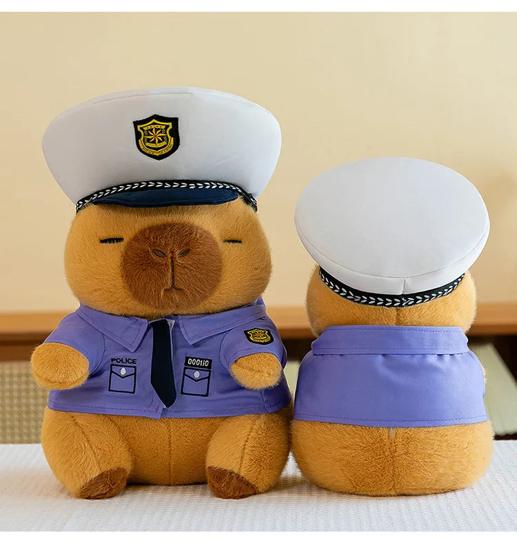 New Kawaii 50cm Plush Toy Capybara Police Stuffed Animal Pillow Cute Plush Doll for Kids Birthday Christmas Gift
