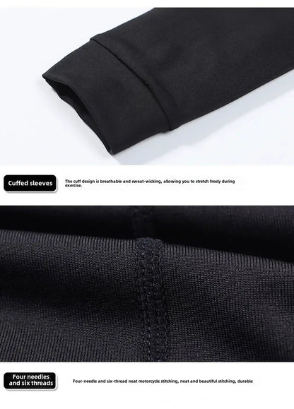 Men’s Winter Fleece-Lined Quick-Dry Warm-Up Sports Set for Running Cycling Fitness Training