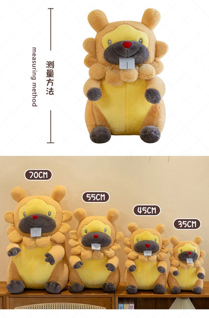 35/80cm Large Bidoof  Pokemon Plush Toys Anime Doll Cute Pillow Cartoon Giant Pokémon Plushie Stuffed Gift for Kids Christmas