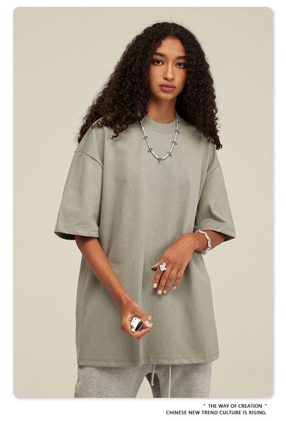 ZODF 2025 Heavy-Weight 425gsm 100% Cotton T-Shirts For Men Unisex Summer Oversized O-Neck Basic Solid T Shirt Brand Tees HY0485